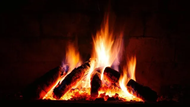 Fire in fireplace